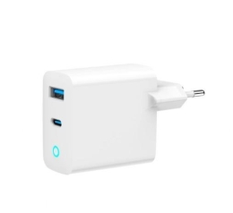 GaN USB-A USB-C Charger LED 65W PD QC3.0 white