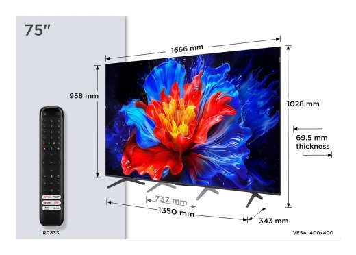 TV Set TCL 75 " 4K Ultra HD 3840 x 2160 pixels Flat 16:9 QLED 75P8K