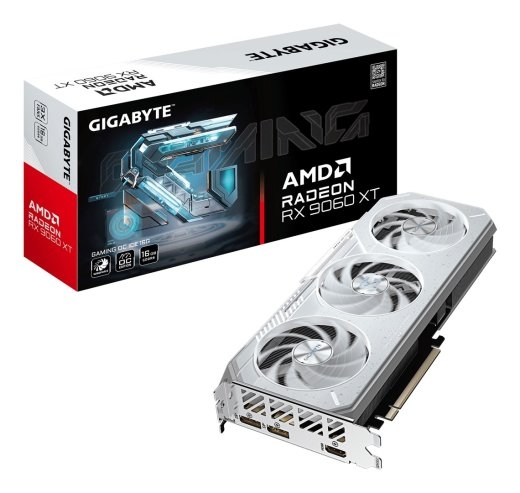 GIGABYTE GAMING Radeon RX 9060 XT OC ICE 16G Graphics Card - 16GB GDDR6, 256bit, PCI-E 5.0, 3320 MHz Core Clock, 2 x DisplayPort, 1 x HDMI, GV-R906...