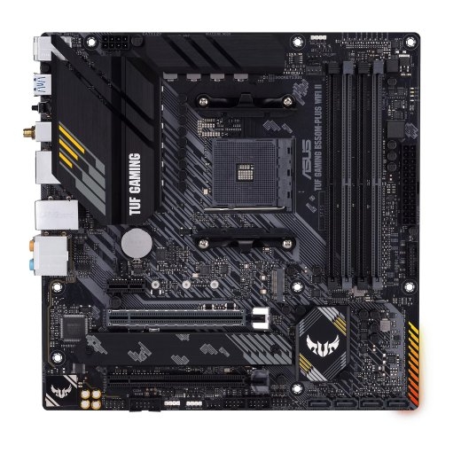 Asus TUF GAMING B550M-PLUS WIFI II Processor family AMD Processor socket AM4 DDR4 Memory slots 4 Chipset B550 microATX