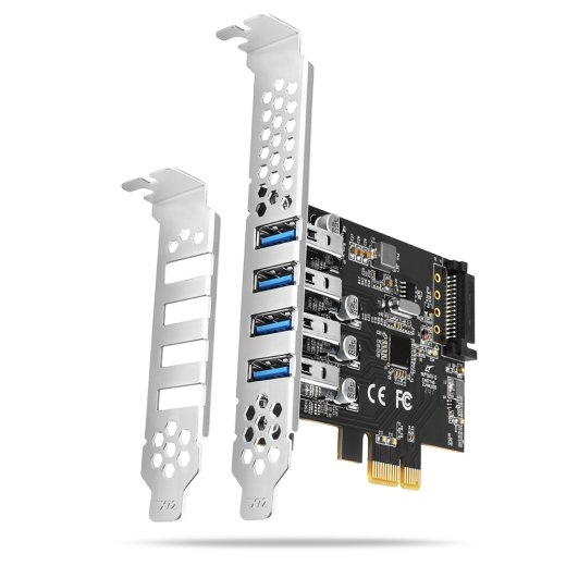 AXAGON PCI-Express card with four external USB 3.2 Gen1 ports with dual power PCEU-43RS