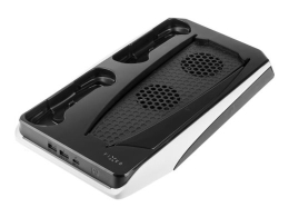 Fixed Multifunctional Station for PlayStation 5 with Cooling and Charging for two DualSense Controllers FIXPS5-MCS-BW