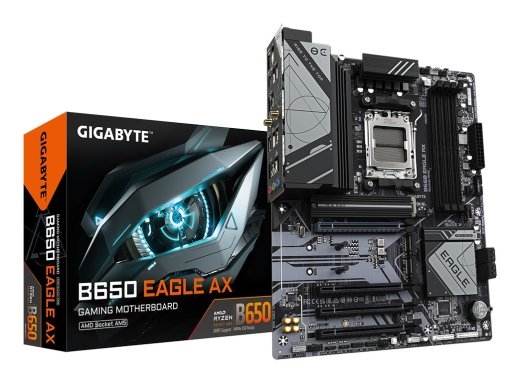 GIGABYTE B650 EAGLE AX Motherboard - AMD Ryzen 9000 Series CPUs, 12+2+2 Phases VRM, up to 7600MHz DDR5 (OC), 1xPCIe 5.0 + 2xPCIe 4.0 M.2, GbE LAN,...