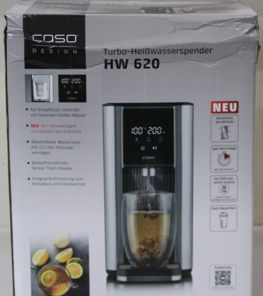 SALE OUT. Caso Turbo hot water dispenser HW 620 Water Dispenser 2600 W 2.5 L Plastic/Stainless Steel Black/Stainless Steel DAMAGED PACKAGING