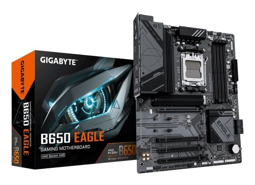 GIGABYTE B650 EAGLE Motherboard - AMD Ryzen 9000 Series CPUs, 12+2+2 Phases VRM, up to 7600MHz DDR5 (OC), 1xPCIe 5.0 + 2xPCIe 4.0 M.2, GbE LAN, USB...