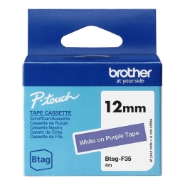 Brother Label Tape BTAG-F35 - 12 mm x 4 m - White on Purple