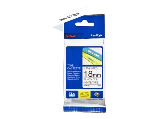 Brother TZ-241 Laminated Tape Black on White TZe 8 m 1.8 cm