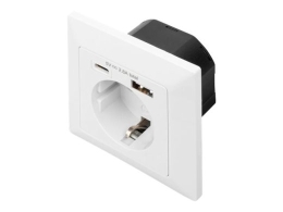 Digitus Safety Plug for Flush Mounting with 1 x USB Type-C, 1 x USB A