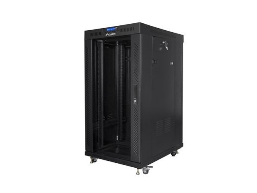 Free-standing cabinet 19 inches 22U 600x800 glass doors LCD (flat pack) v2 black