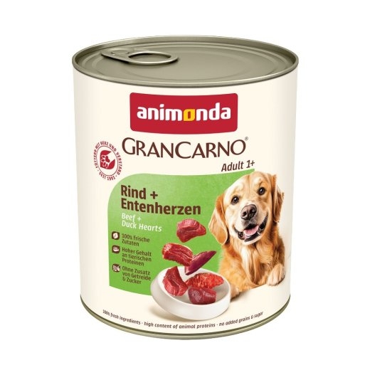 ANIMONDA GranCarno Adult Beef and duck hearts - wet dog food - 800g