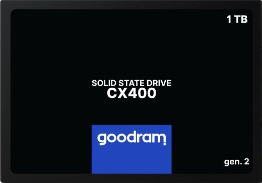 SSD GOODRAM CX400 GEN.2 1TB SATA 3D TLC Write speed 500 MBytes/sec Read speed 550 MBytes/sec 2,5" TBW 720 TB MTBF 2000000 hours