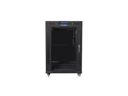 Installation cabinet rack 19 15U 600x800 black, glass door lcd (flat pack)