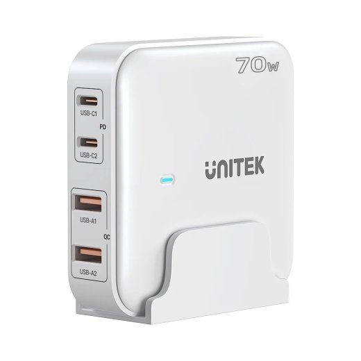 GaN network charger - Unitek P1228AWH01- 70W 2x USB-C 2x USB-A