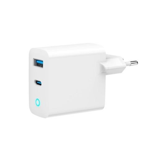 GaN USB-A USB-C Charger LED 65W PD QC3.0 white