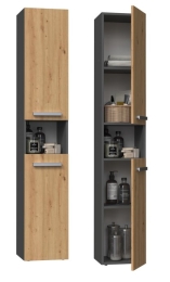 Topeshop NEL I ANT/ART bathroom storage cabinet Graphite, Oak