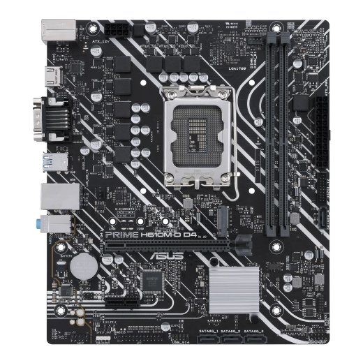 Asus PRIME H610M-D D4 Processor family Intel Processor socket LGA1700 DDR4 DIMM Memory slots 2 Supported hard disk drive interfaces SATA, M.2 Numbe...