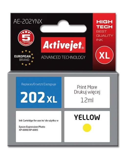 Activejet AE-202YNX ink (replacement for Epson 202XL H44010; Supreme; 12 ml; yellow)