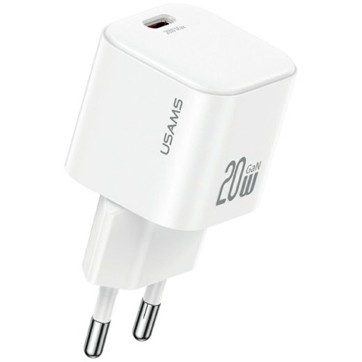 Usams Charger 20W 1xUSB-C + Cable USB-C white