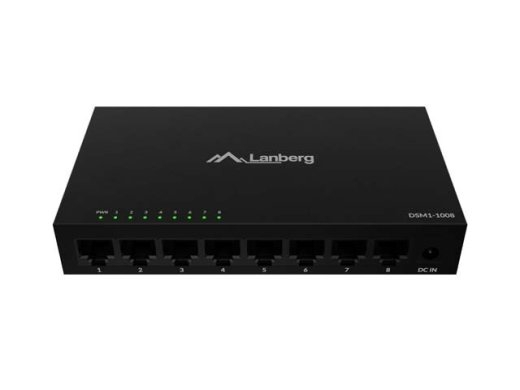 Lanberg Switch DSM1-1008 8×1Gb/s - Unmanaged Gigabit Ethernet Desktop, 12V (metal casing)