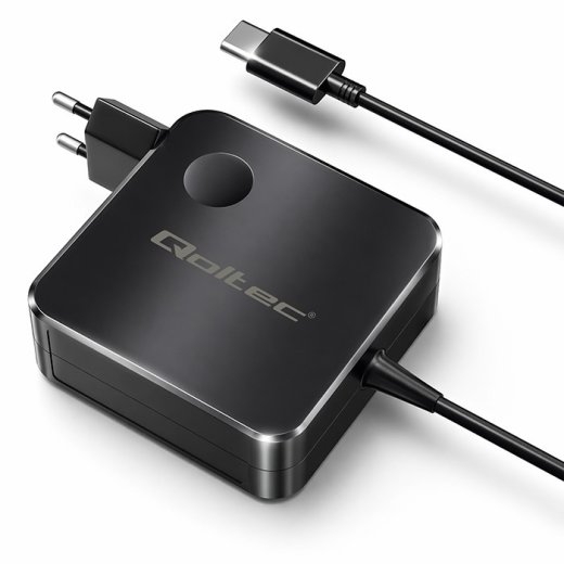 Qoltec GaN 65W charger USB C PD PPS 5V 21V 3A 3.25A
