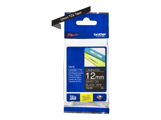 Brother TZe-335 Laminated Tape White on Black TZe 8 m 1.2 cm