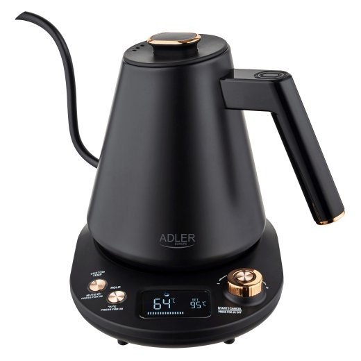 Adler Kettle AD 1349 Electric 1100 W 1 L Stainless steel 360° rotational base Black/Gold