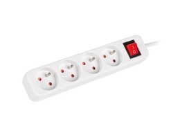 Lanberg Cable Power Strip, 4X French Outlets with Switch, Quality-Grade Copper, 1.5 m PS1-04E-0150-W