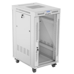 Szafa stojąca rack 19 22U 600x800 szara drzwi szklane LCD flack pack