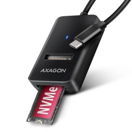 AXAGON USB-C 10Gbps adapter for fast connection of M.2 NVMe and SATA SSD, USB-C cable 10 cm ADM2-CM
