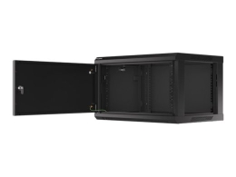Lanberg Rack cabinet 19" wall-mount 6U/600x450 for self-assembly with metal door (flat pack) WF01-6406-00B Black