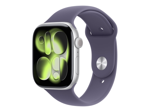 Apple Watch Series 11 GPS + Cellular 46mm Silver Aluminium Case with Purple Fog Sport Band - S/M Apple