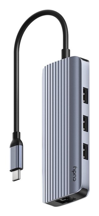 Cudy UH606 laptop dock/port replicator Wired USB 3.2 Gen 1 (3.1 Gen 1) Type-C Grey, Silver