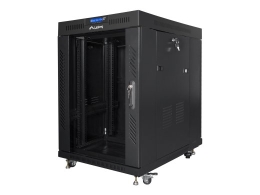 Lanberg Rack cabinet 19" free-standing 15U/600x800 (flat pack) with glass door, LCD FF01-6815-12BL Black