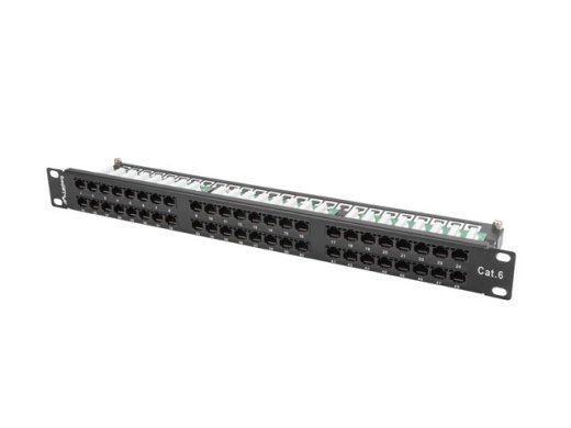Patch Panel 48 Port 1U Cat.6 black