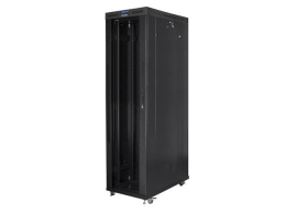 Standing rack cabinet 19 inches 47U 800x1200mm, glass LCD doors (FLAT PACK) black