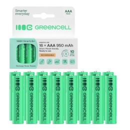 Green Cell Rechargable batteries 16xAAA HR03 950mAh
