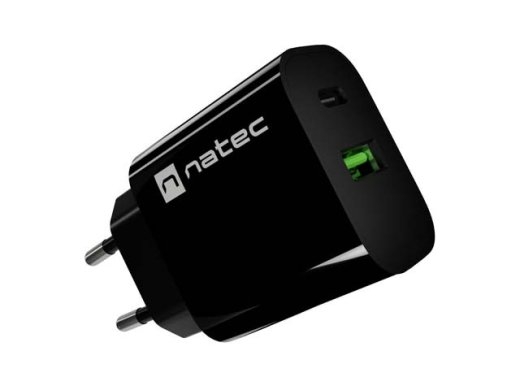 Natec USB charger Ribera 1xUSB-A 1xUSB-C black