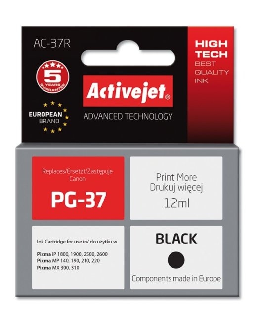 Activejet AC-37R Ink cartridge (replacement for Canon PG-37; Premium; 12 ml; black)