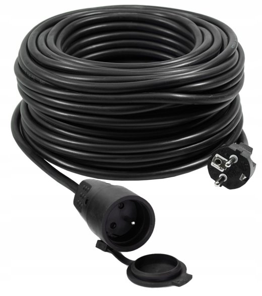 VERTEX PZO50M Retractable extension cable 50 m 3x2,5 mm Black