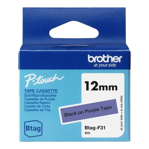 Brother Label Tape BTAG-F31 - 12 mm x 4 m - Black on Violet