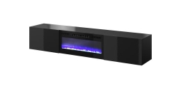 RTV cabinet SLIDE 200K with electric fireplace 200x40x37 cm all in gloss black