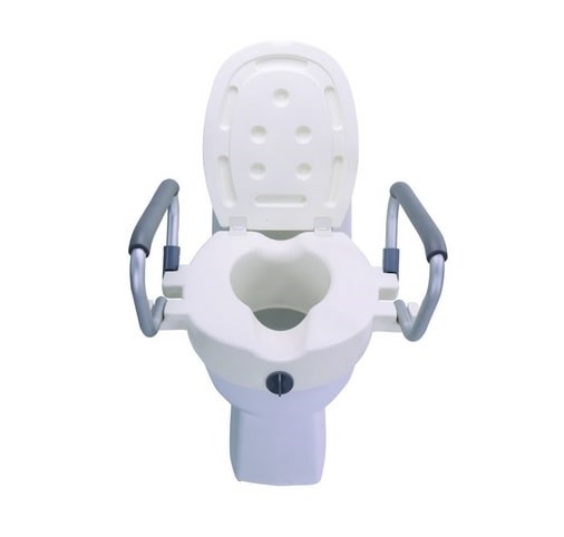 Raising toilet seat with foldable handrails AT51205
