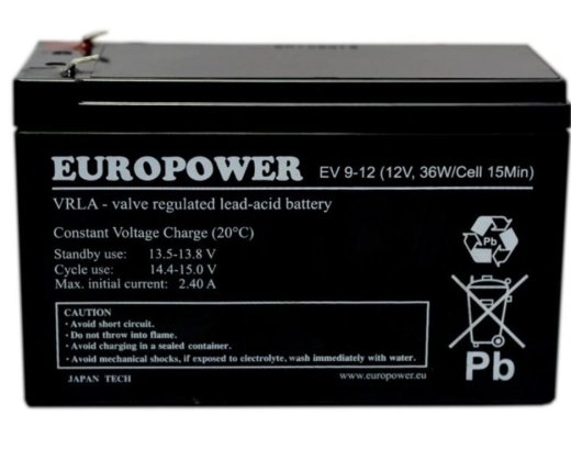 AUKUMULATOR EUROPOWER EV 12V 9Ah
