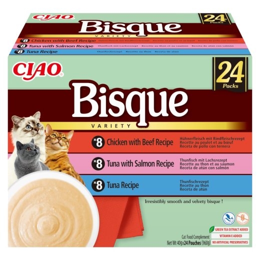 INABA Ciao Bisque Creamy soup with tuna, chicken, beef and salmon - cat treats - 24x40g