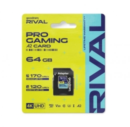 Goodram Memory card microSD 64GB Rival UHS-I V30 U3 C10 A2 170/120MBs