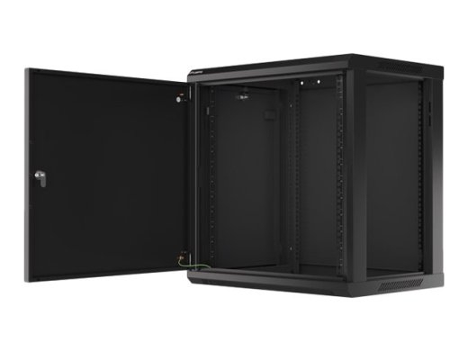 Lanberg Rack cabinet 19" wall-mount 12U/600x450 for self-assembly with metal door (flat pack) WF01-6412-00B Black