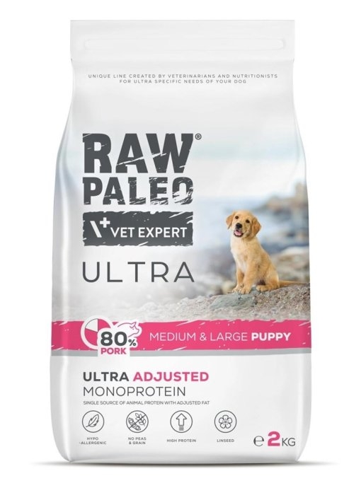 VETEXPERT Raw Paleo Ultra Pork Medium & Large Puppy - dry dog food - 2kg