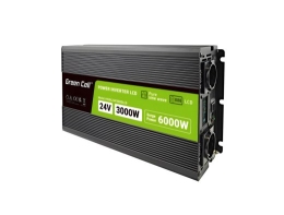 Green Cell Przetwornica napicia PowerInverter LCD 24 V 3000W/60000W Przetwornica samochodowa z wywietlaczem - czysty sinus power adapter/inverter A...
