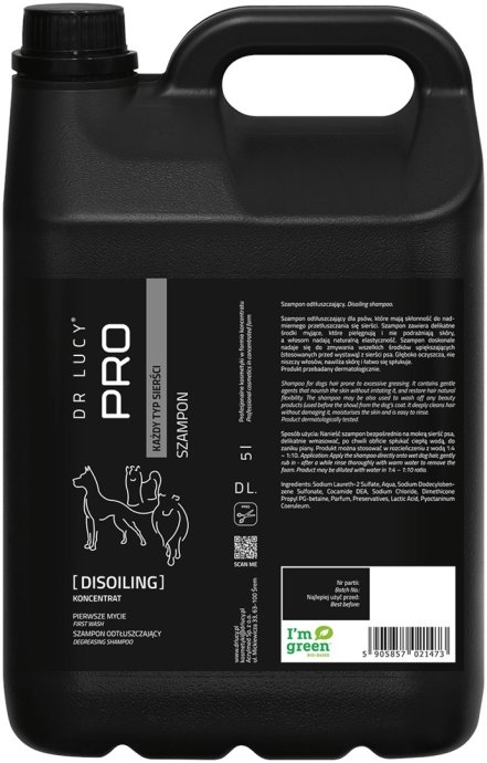 DR LUCY - PRO DISOILING 5 L - DEGREASING SHAMPOO FOR DOGS