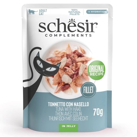 SCHESIR Tuna with hake in jelly - wet cat food - 70g